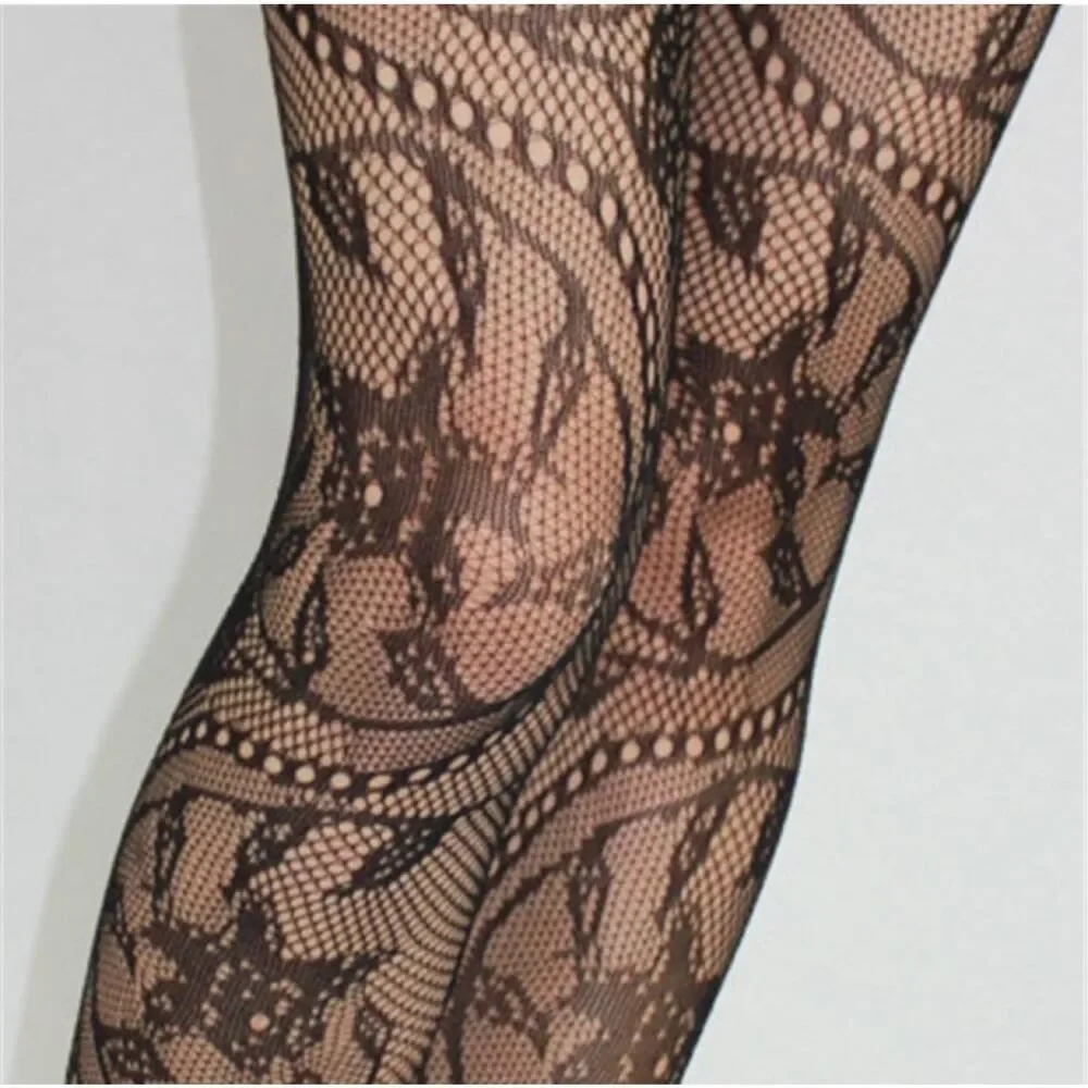 Black lace fishnets tights stockings pantyhose